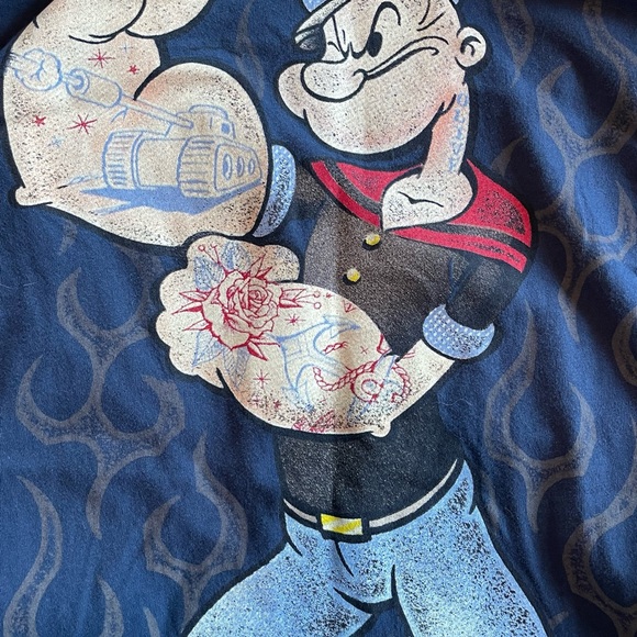 Blue Popeye Graphic V-Neck Tee Large - Picture 2 of 6
